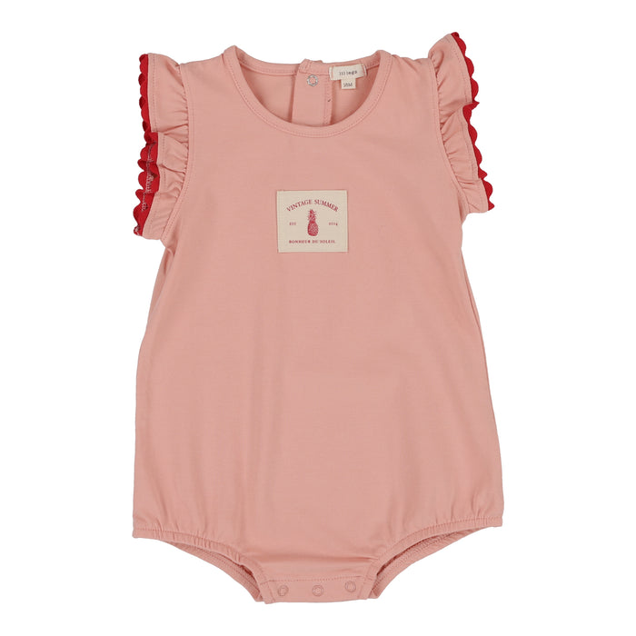 Baby Girl Romper | Vintage Ruffle | Coral | Lil Legs | SS25