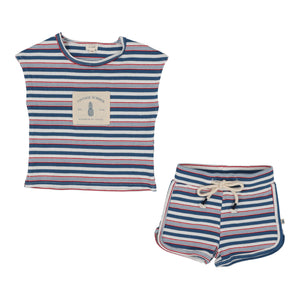 Baby Neutral Short Set | Vintage | Multistripe | Lil Legs | SS25