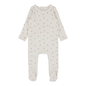 Baby Girl Footie | Cherry Floral | White | Lil Legs | SS25