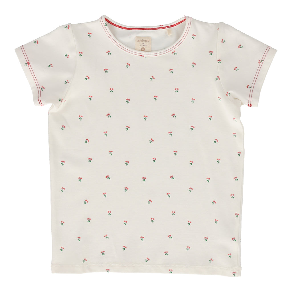 Baby Girl Tee | Cherry Floral | White | Lil Legs | SS25