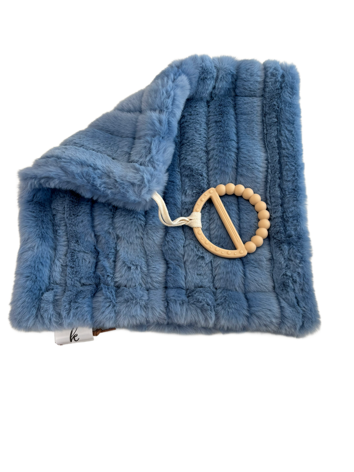 Baby Minky Lovey Blanket | Wave | Denim| Kidu