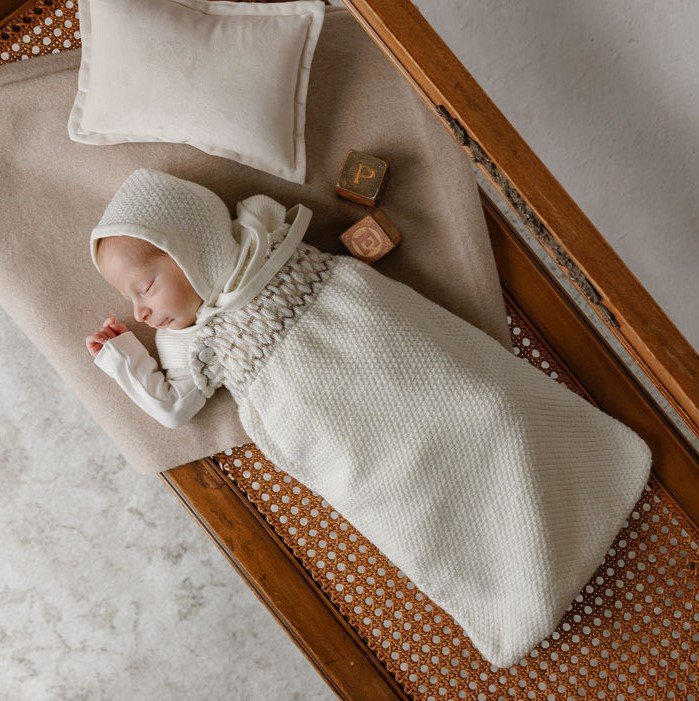 Baby Cocoon & Hat Set | Smocked Cocoon Set | Cream  | Peluche