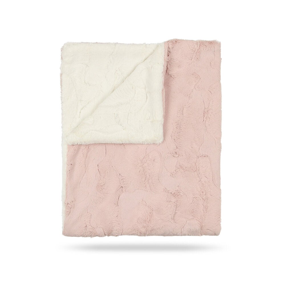 Baby Girl Blanket | Lux Fur | Icey Rose & Natural | Peluche