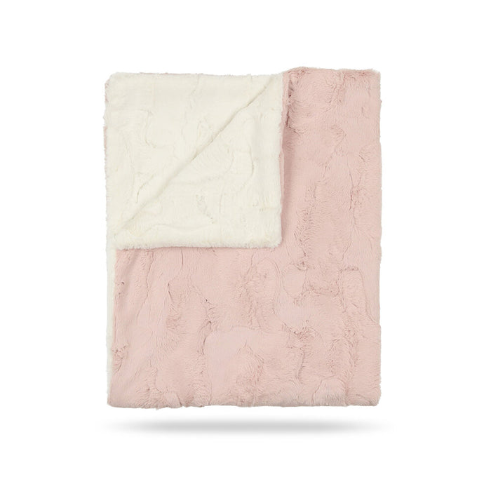 Baby Girl Blanket | Lux Fur | Icey Rose & Natural | Peluche