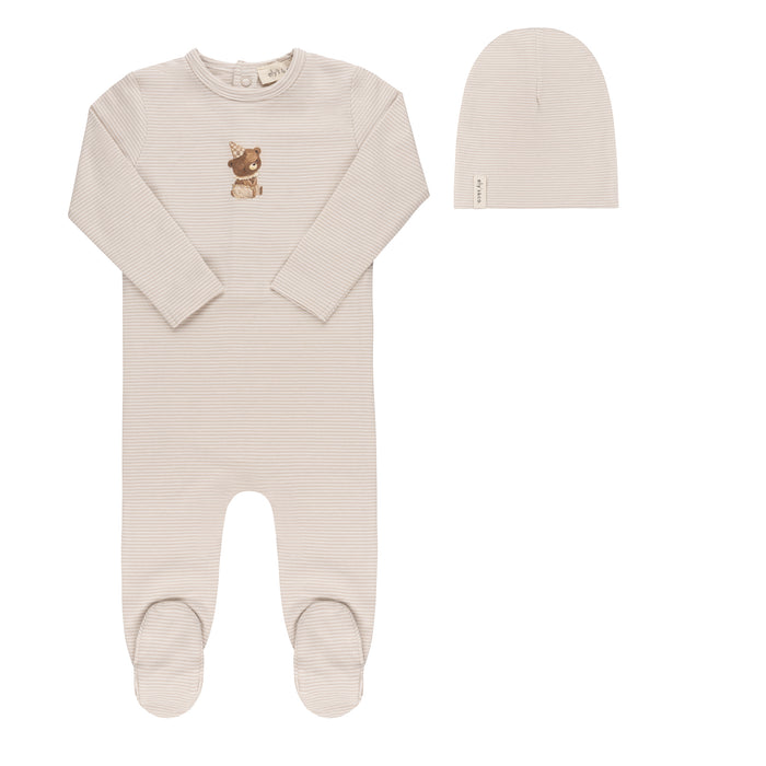 Baby Boy Footie + Hat | Organic Bear Collection | Tan | Ely's & Co | SS25