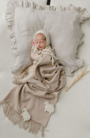 Baby Boy Lambswool Blanket | Tan | Peluche