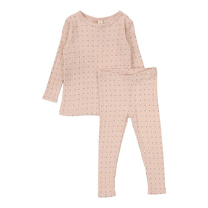 Baby Girl Outfit | Linear Printed | Shell Pink | Lil Legs | SS25