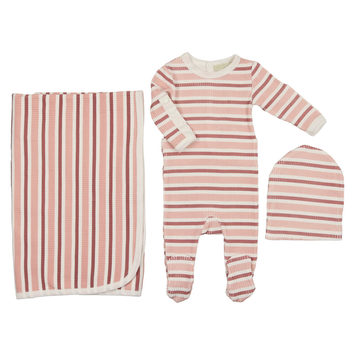 Baby Girl Layette Set | Stripes in a Snap | Light & Dark Rose | Mon Tresor | SS23