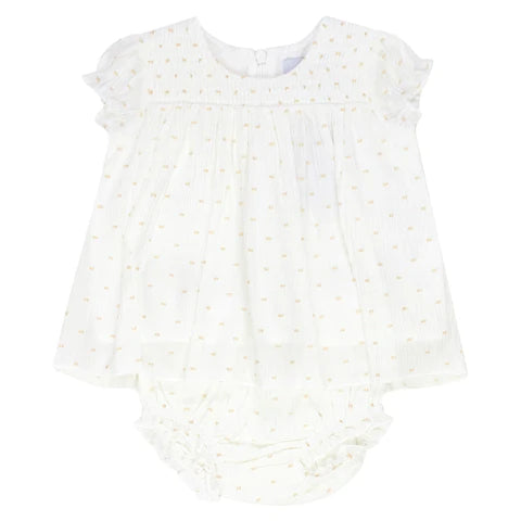 Baby Girl Set | Smocked Spot | White | Kipp | SS23