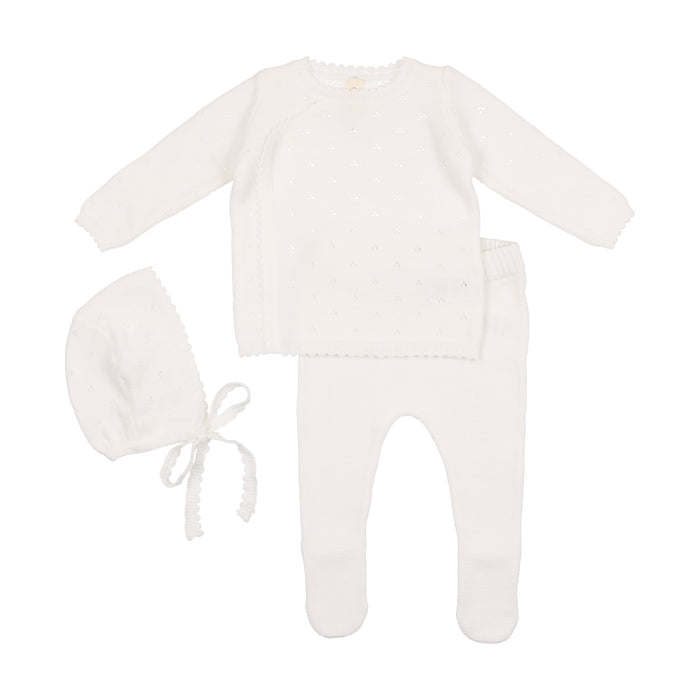 Pointelle Bris Set + Blanket | White | Lil Legs | SS23